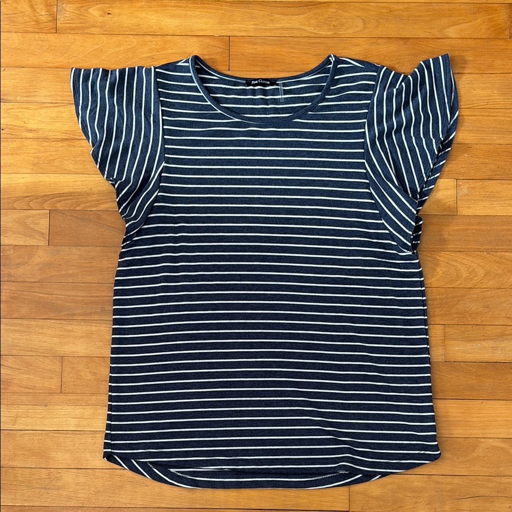 Pink Clover Navy and White Striped Short Sleeve Tee